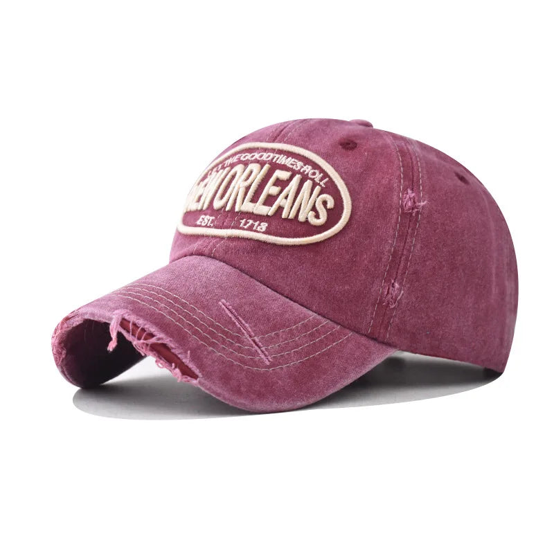 Vintage Washable Cowboy Baseball Cap Embroidery for Men Women Worn Out Hip Hop Caps