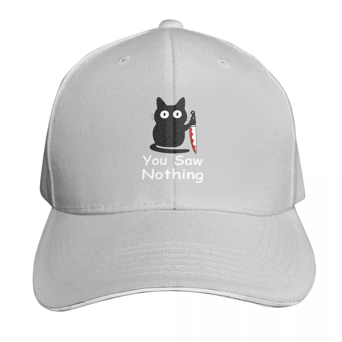 Black Cat Murder Cat You Saw Nothing Cap Fashion Casual Baseball Caps
