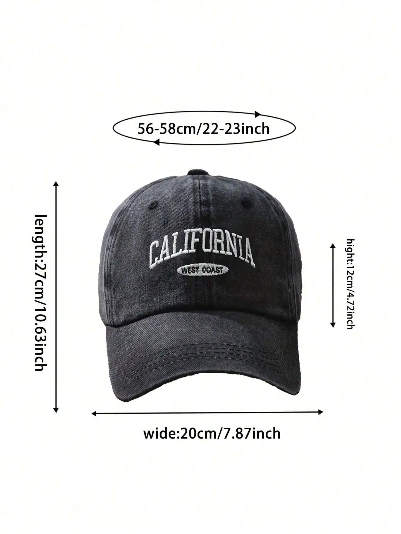 Vintage Embroidered Letter Wide Brim Baseball Cap