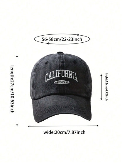 Vintage Embroidered Letter Wide Brim Baseball Cap