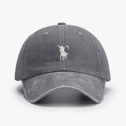 Soft Cotton Washed Soft Adjustable Sunbonnet Baseball Caps Men Women  Embroidery Design Grim Reaper Japan