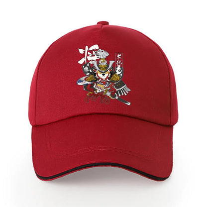 Summer Baseball Cap Solid Cotton Sun Hat Samurai Print