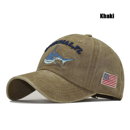 Shark Graphic And American Flag Embroidery Men Women