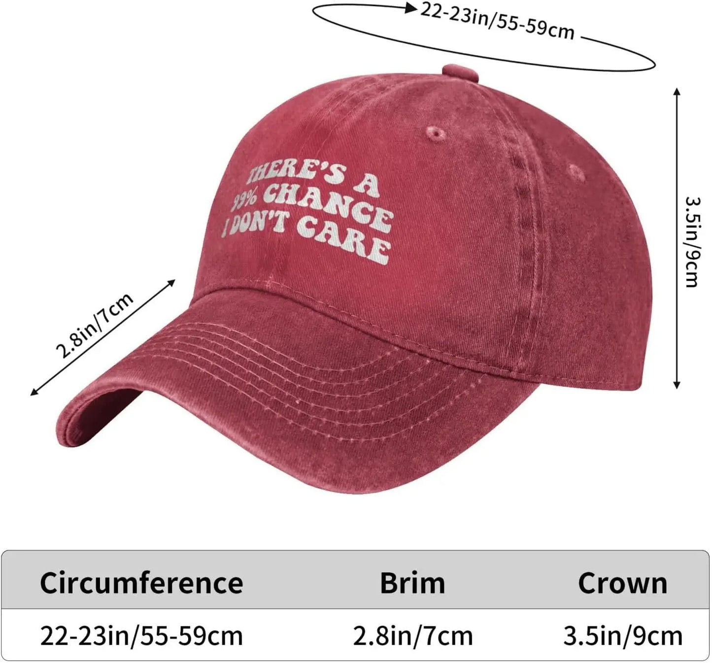 There's A 99% Chance I Don't Care Hat (3) Baseball Cap For Women Men