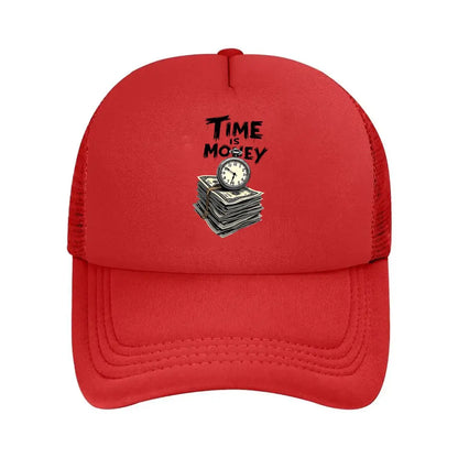 Time Is Money Graphic Oversized 2026 Mesh Baseball Cap