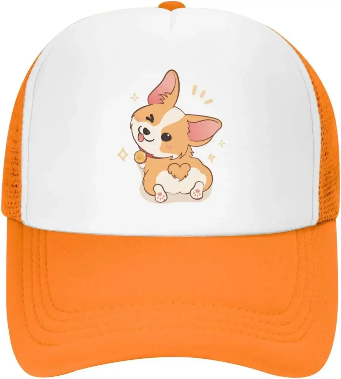 New Mesh Dad Hat Adjustable Washed Cute Corgi Cartoon Baseball Cap