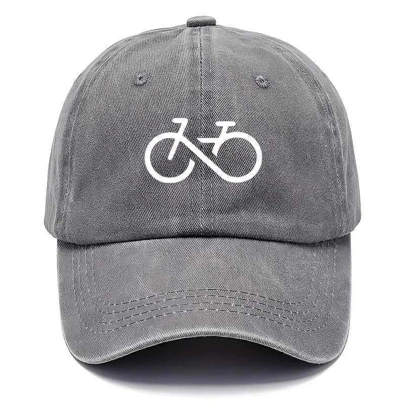 Vintage Bicycle Printed Baseball Cap With White Geometric Design