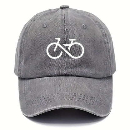 Vintage Bicycle Printed Baseball Cap With White Geometric Design