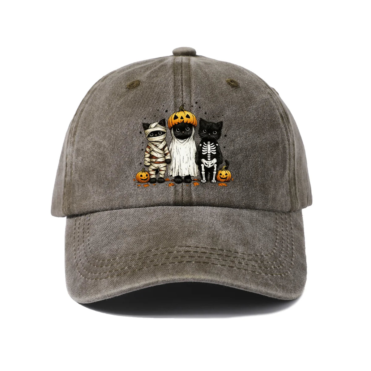 Halloween Mummy Ghost and Cats Baseball Cap