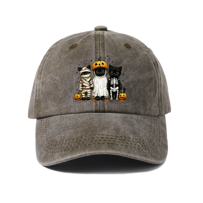 Halloween Mummy Ghost and Cats Baseball Cap