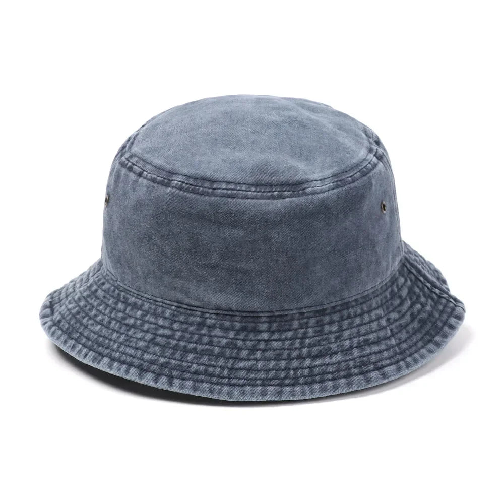 Fashion Denim Washed Bucket Hat Retro Foldable Sun Hat For Women Men