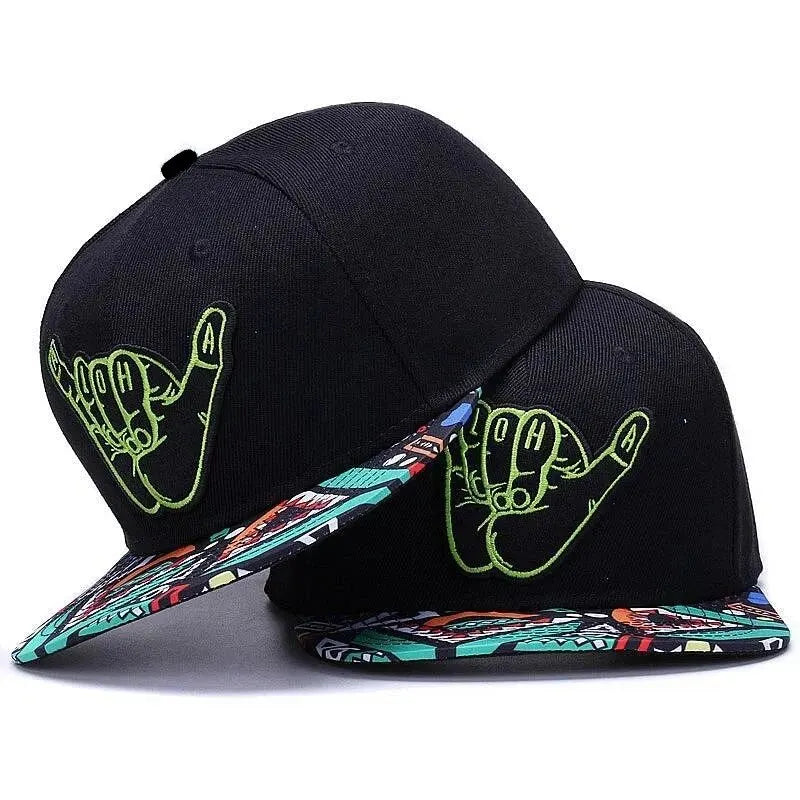 Unisex Green Fingers 6 Embroidery Hip-hop Hats Adjustable Baseball Caps Snapback Hat
