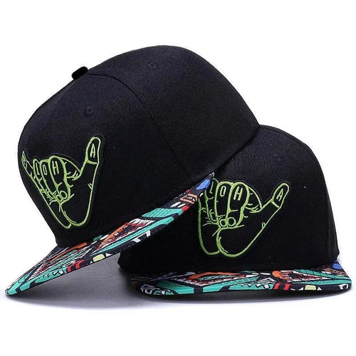 Unisex Green Fingers 6 Embroidery Hip-hop Hats Adjustable Baseball Caps Snapback Hat