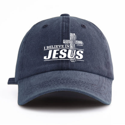 JESUS Print Washed Baseball Cap For Adults
