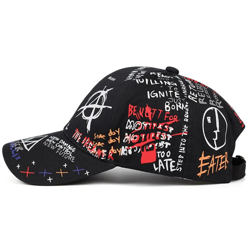 Graffiti Duckbill Hat, Men's And Women's Street Photography Versatile Printed Baseball Cap
