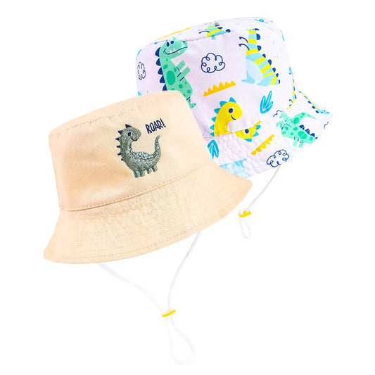 Summer Double Sided Children Bucket Hats Cartoon Embroidered Pajama Kids