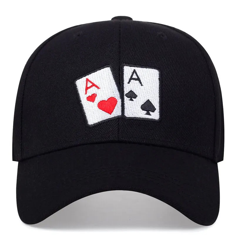 Unisex Poker Heart A Embroidery Snapback Baseball Caps