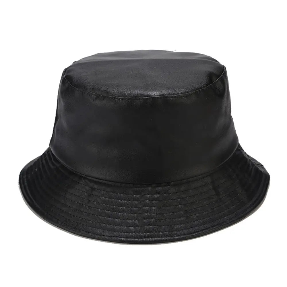 Fashion Bucket Hat PU Leather Fishing Cap Hiking Hat Hip-Hop Hat For Women and Men