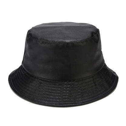 Fashion Bucket Hat PU Leather Fishing Cap Hiking Hat Hip-Hop Hat For Women and Men