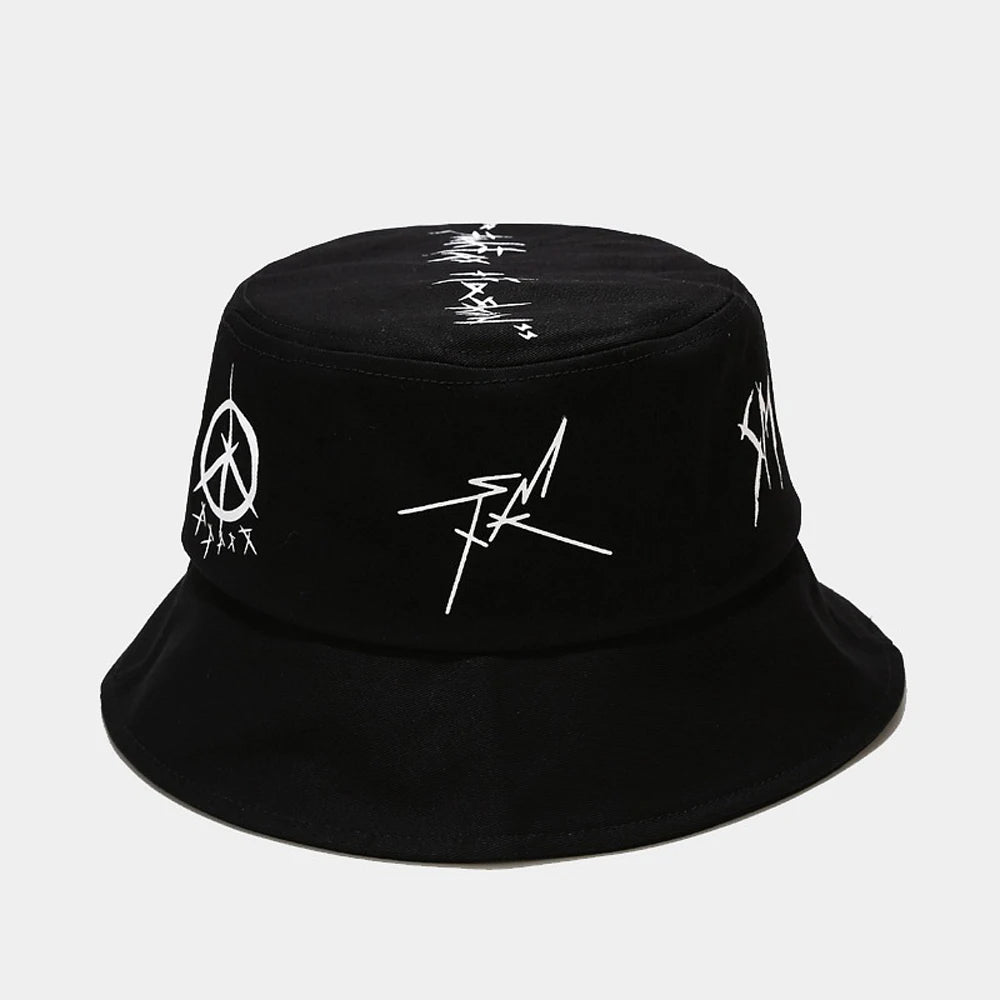 Cotton Bucket Hat Patchwork Graffiti Unisex