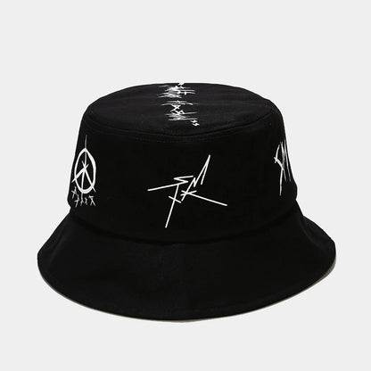 Cotton Bucket Hat Patchwork Graffiti Unisex