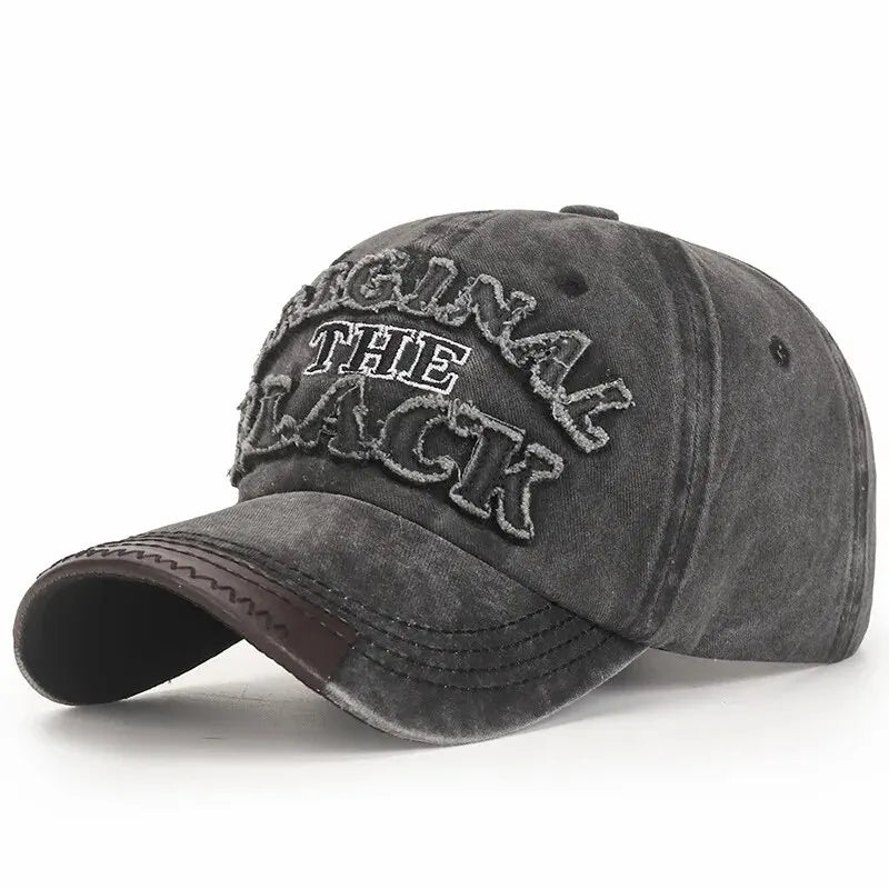 New Cotton Coated Outdoor Sports Wash Baseball Cap Embroidery Patch Black Letter