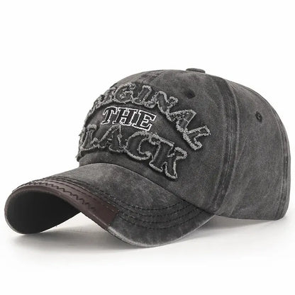 New Cotton Coated Outdoor Sports Wash Baseball Cap Embroidery Patch Black Letter