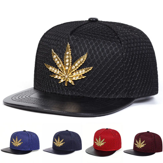 Unisex Diamond Hemp Leaf Label Snapback Hats