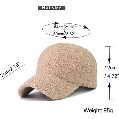 Women's Solid Color Winter Baseball Cap - Soft Lamb Wool