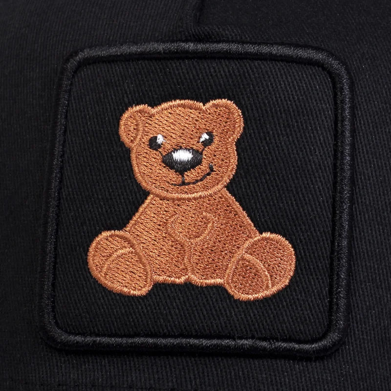 Unisex Snapback Caps Men Breathable Mesh Hats For Women Embroidery Bear Baseball Cap