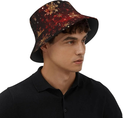 Christmas Fisherman Hat Christmas Snowflakes Hat for Women Men Bucket Hats