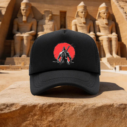 Unisex Red Sun Samurai Silhouette Mesh Baseball Cap