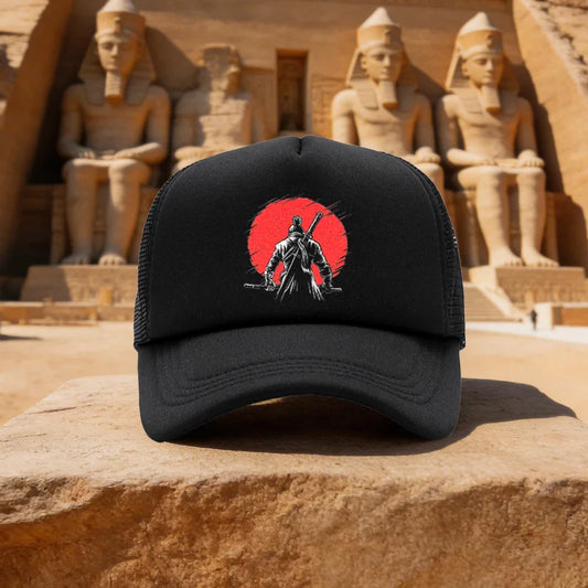 Unisex Red Sun Samurai Silhouette Mesh Baseball Cap