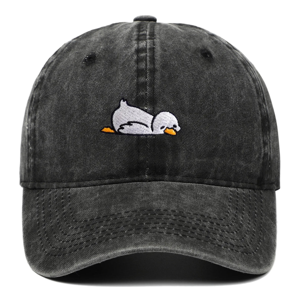 Cute Lazy Duck Washed Embroidery Baseball Hats
