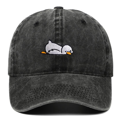 Cute Lazy Duck Washed Embroidery Baseball Hats