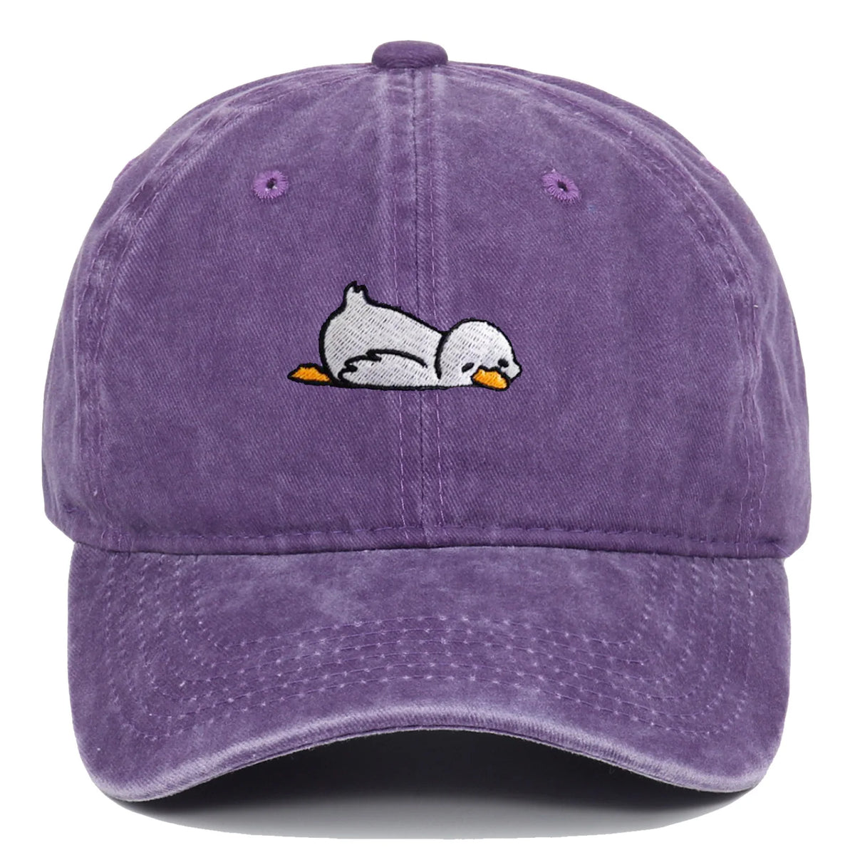Cute Lazy Duck Washed Embroidery Baseball Hats