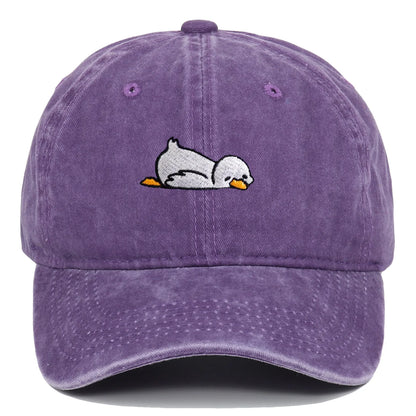 Cute Lazy Duck Washed Embroidery Baseball Hats
