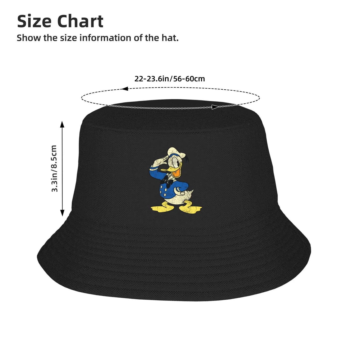 Teen Bucket Hat Donald Duck Spring Headwear UV Protection Outdoor