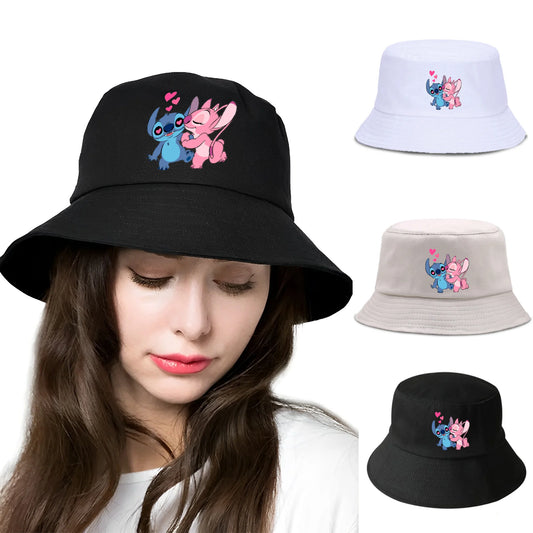 Lilo Stitch Cotton Foldable Bucket Hat Women Hat Boys Girls Fishing Hunting Cap