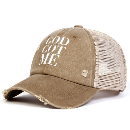 Unisex GOD GOT ME Letter Print Wash Baseball Caps
