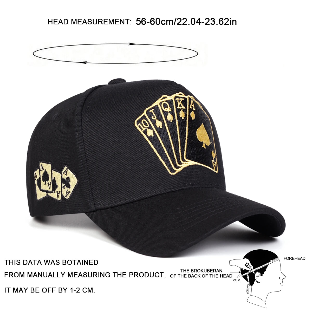Unisex Poker Embroidery Baseball Caps