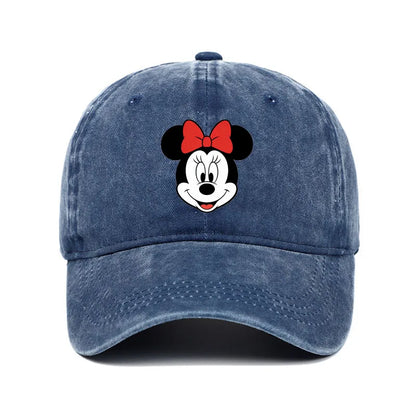 Unisex Vintage Washed Mickey Minnie Print Baseball Cap