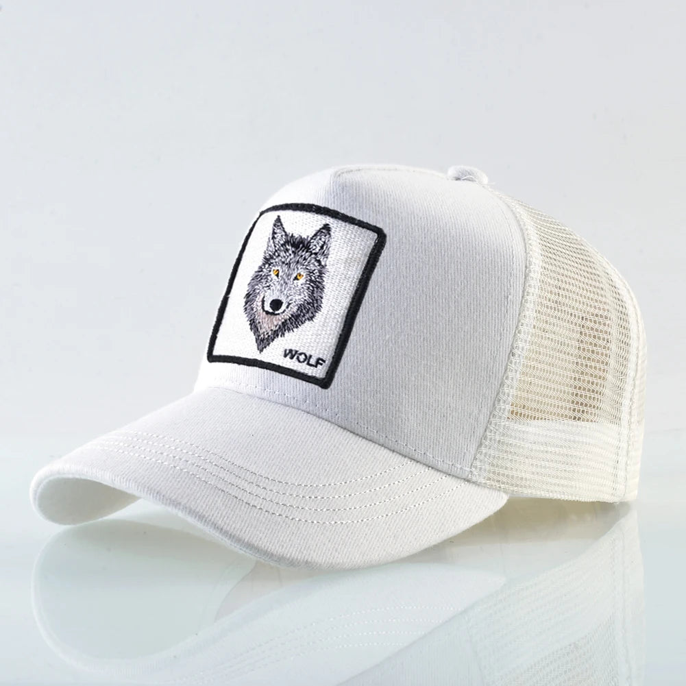 K Snapback Trucker Cap Men's Breathable Mesh Baseball Caps For Women With Wolf