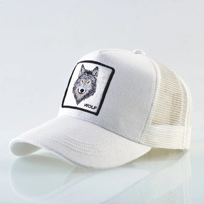 K Snapback Trucker Cap Men's Breathable Mesh Baseball Caps For Women With Wolf