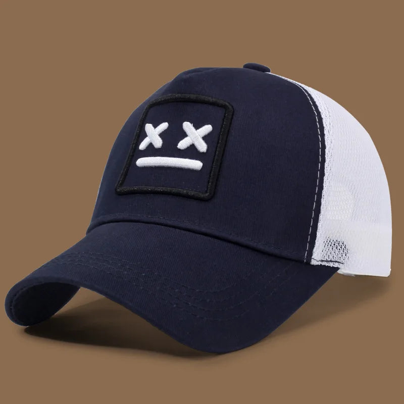 Men's Smiling Face Embroidered Baseball Cap, Fashionable Truck Driver Hat
