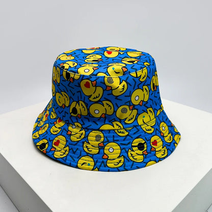 Print Yellow Duck Bucket Hats Sunshade Double Sided Wearable New Unisex Fashion