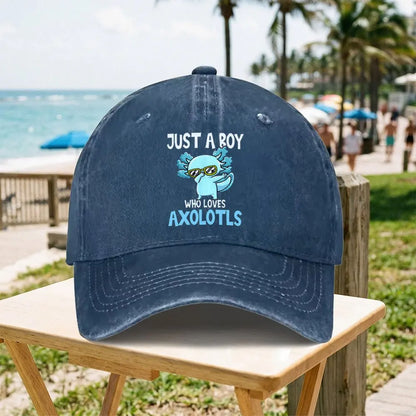 Funny Axolotl Vintage Washed Baseball Cap