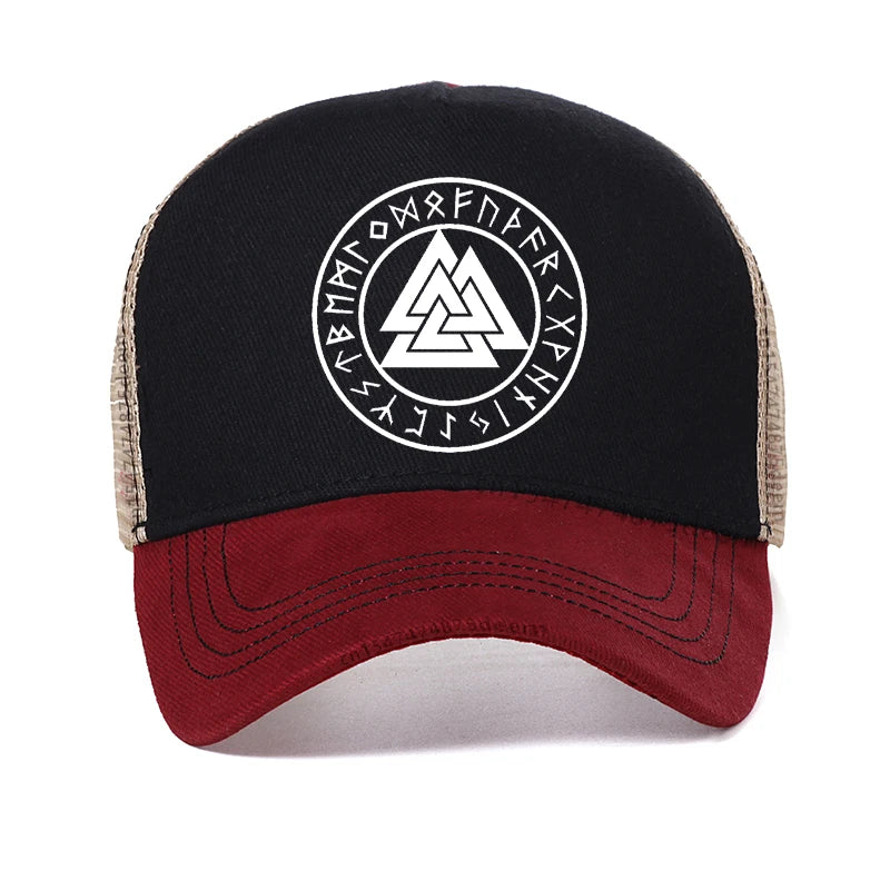 Odin Vikings Symbols Print Men Hat Summer Cool Mesh Breathable Baseball Cap