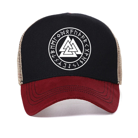 Odin Vikings Symbols Print Men Hat Summer Cool Mesh Breathable Baseball Cap