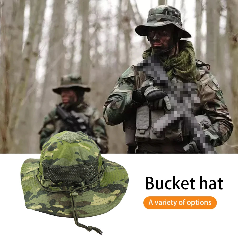 Camouflage Enthusiasts Square Pocket Camo Bonnie Cap US Bucket Benny Hats